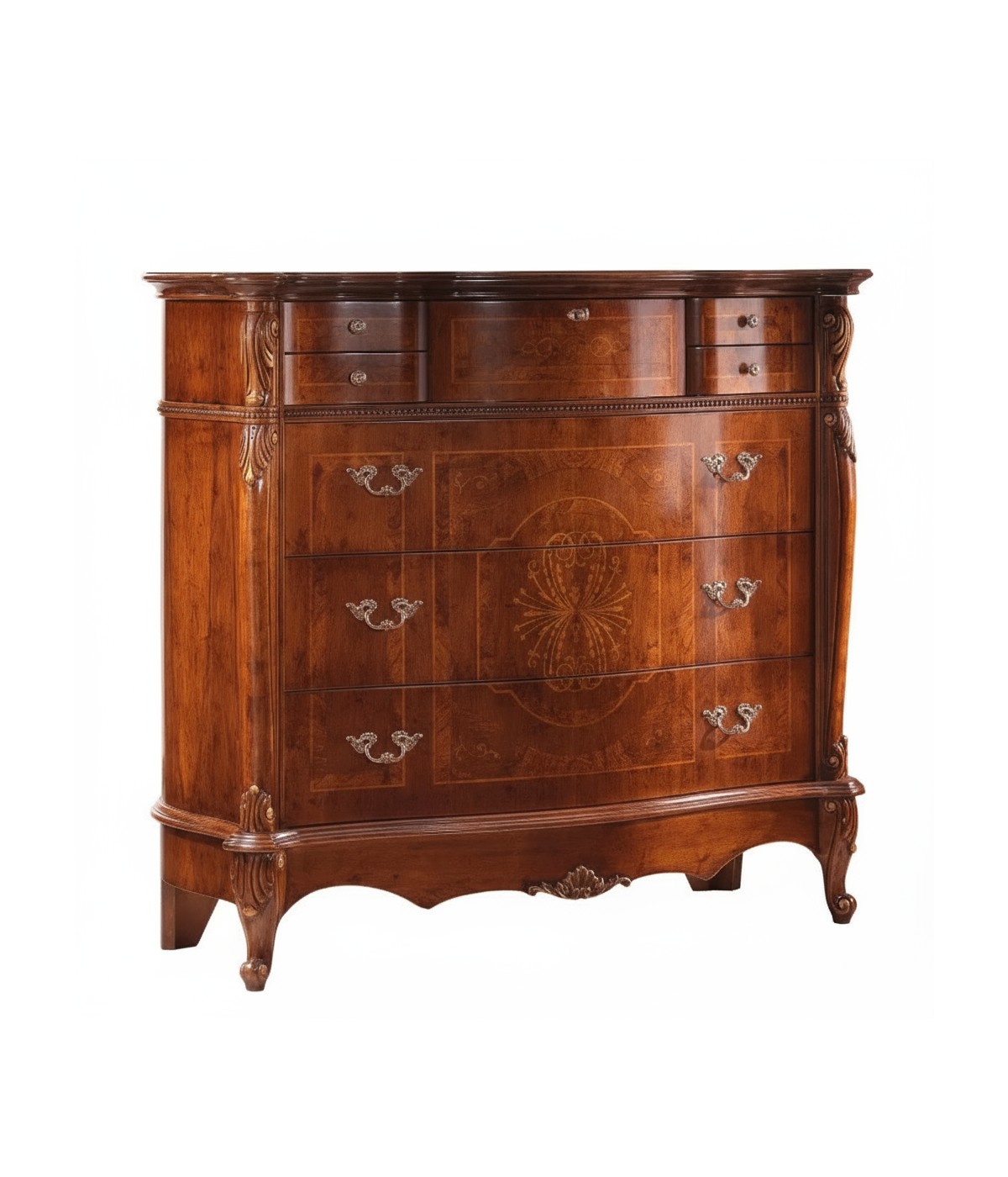 Cassettiera classica 3 cassetti ribalta legno noce bassano 130x56x120