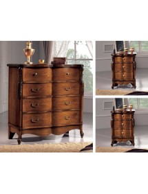 Gruppo 1 Cassettiera 2 Comodini sagomati legno noce bassano