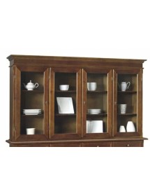 Alzata cristalliera 4 ante legno tinta noce 205x42x119