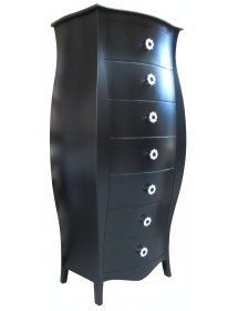 CASSETTIERA BOMBATA LACCATA NERO/POMOLI SWAROVSKI