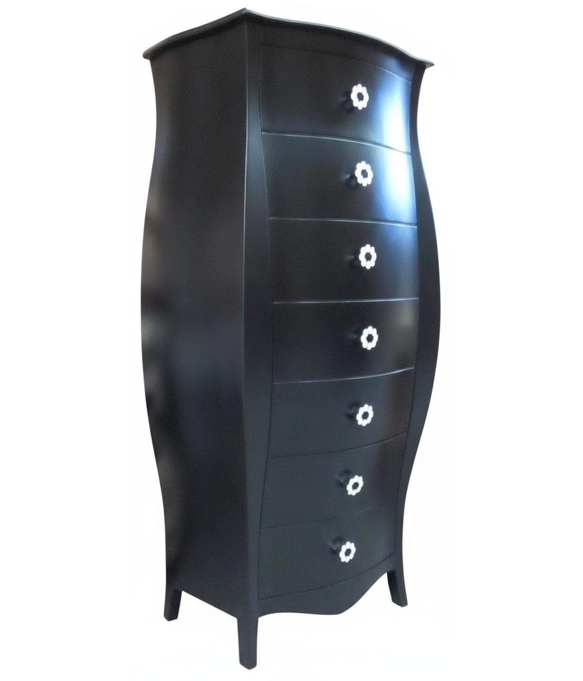 CASSETTIERA BOMBATA LACCATA NERO/POMOLI SWAROVSKI