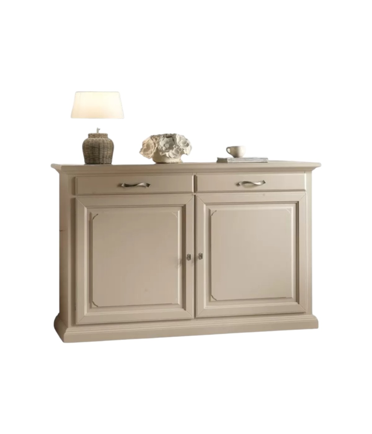 MADIA CREDENZA SHABBY IN LEGNO MASSELLO 2 PORTE 2 AVORIO L.124 P.52 H.97