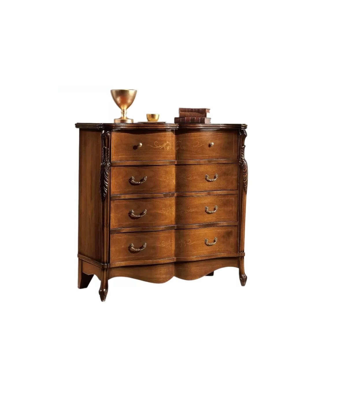 Cassettiera classica 3 cassetti ribalta legno noce bassano 119x54x121