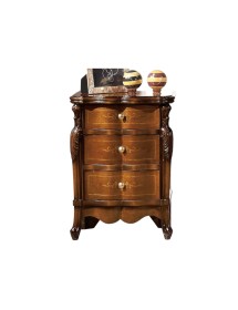 Comodino classico 3 cassetti sagomato legno noce bassano 53x36x72