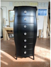 MOBILI 2G - CASSETTIERA BOMBATA LACCATA NERO/POMOLI SWAROVSKI