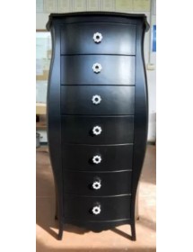 MOBILI 2G - CASSETTIERA BOMBATA LACCATA NERO/POMOLI SWAROVSKI