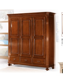 ARMADIO 3 ANTE ARTE POVERA IN LEGNO TINTA NOCE 192X63X217