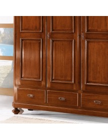 ARMADIO 3 ANTE ARTE POVERA IN LEGNO TINTA NOCE 192X63X217