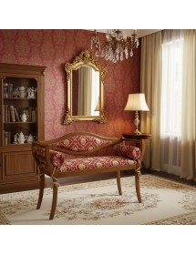 DIVANETTO IMBOTTITO IN LEGNO CON FREGI 103x38x77