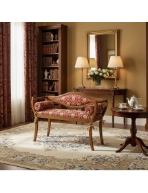 DIVANETTO IMBOTTITO IN LEGNO CON FREGI 103x38x77