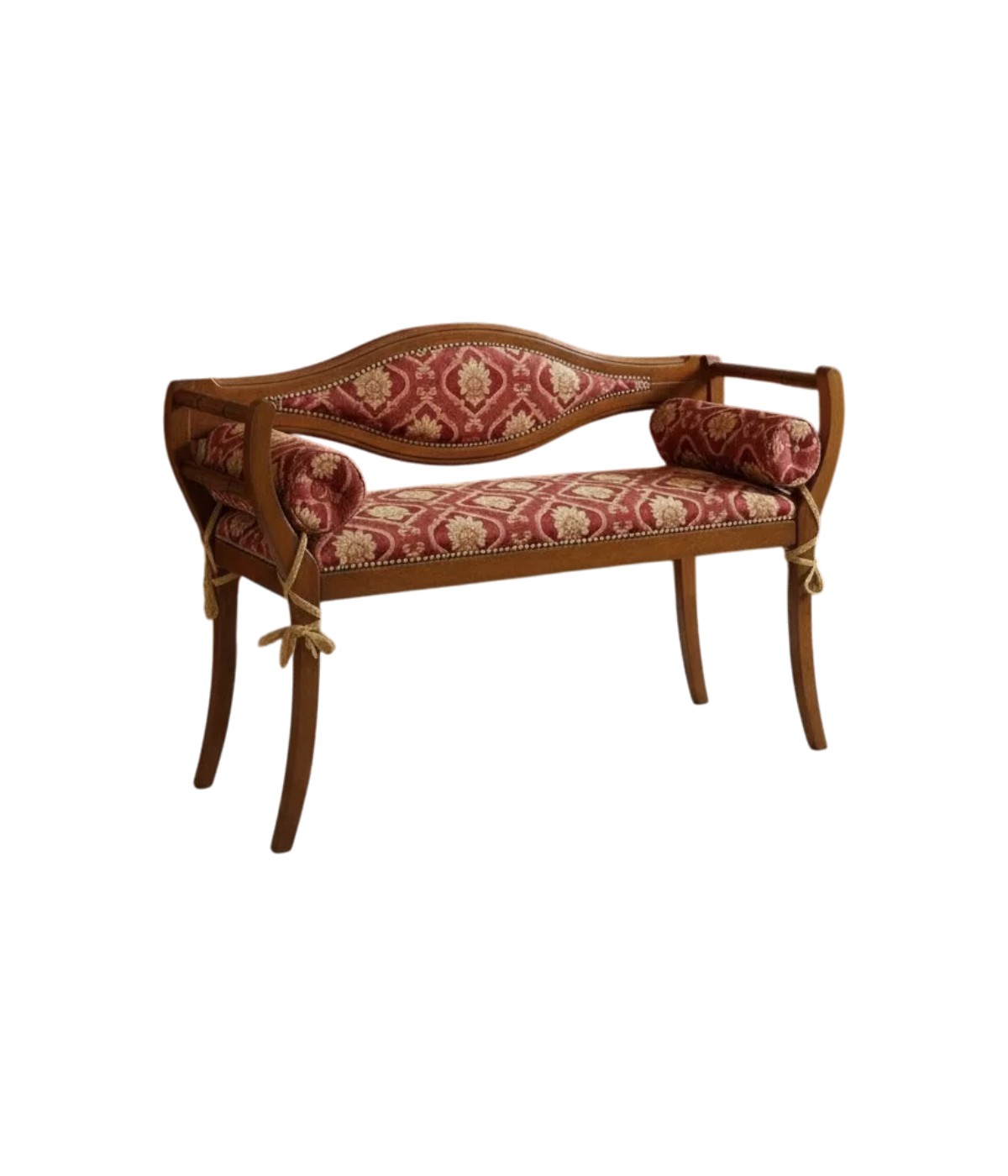 DIVANETTO IMBOTTITO IN LEGNO CON FREGI 103x38x77