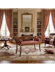 DIVANETTO IMBOTTITO IN LEGNO FREGIO ORO 103x38x77