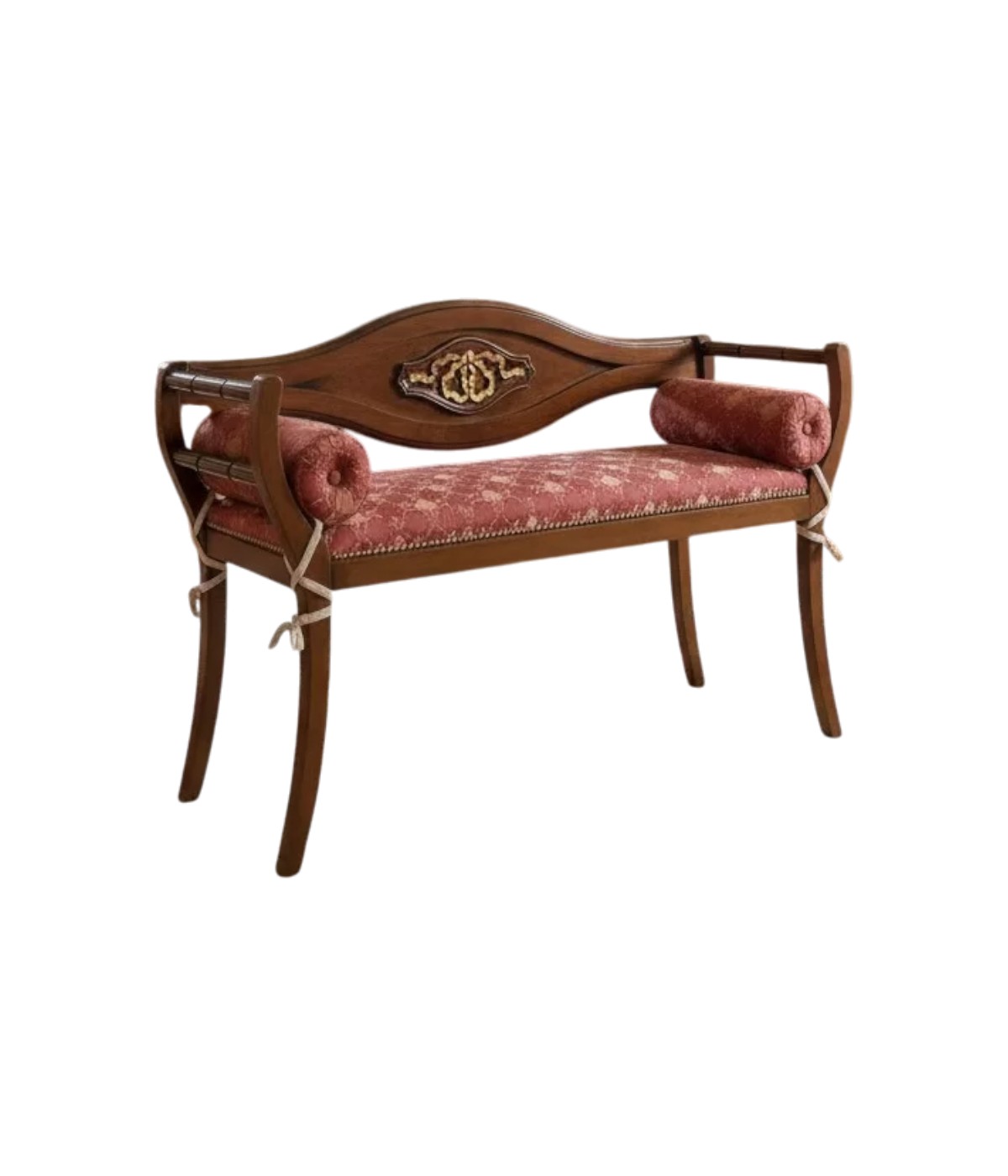 DIVANETTO IMBOTTITO IN LEGNO FREGIO ORO 103x38x77