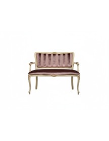 DIVANETTO IMBOTTITO LEGNO AVORIO FREGI ORO 115x51x91