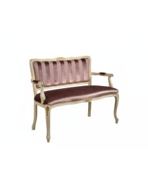 DIVANETTO IMBOTTITO LEGNO AVORIO FREGI ORO 115x51x91