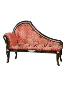 DIVANETTO IMBOTTITO LEGNO MASSELLO CON FREGI 135x55x101