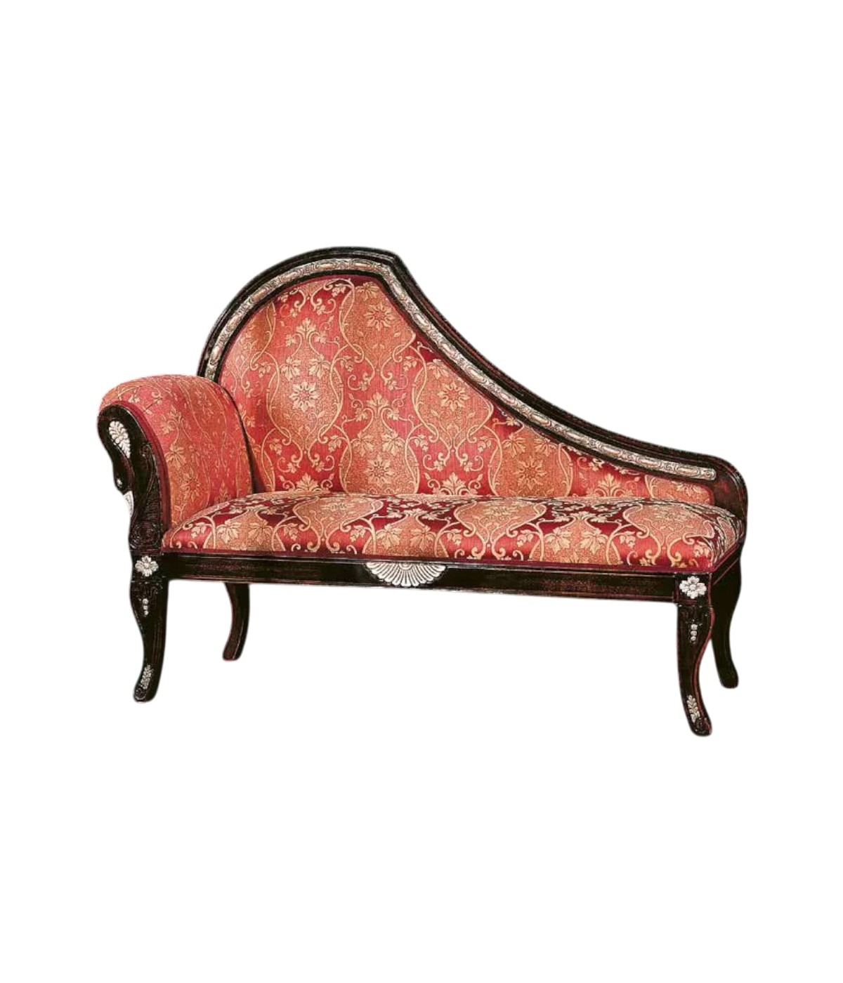 DIVANETTO IMBOTTITO LEGNO MASSELLO CON FREGI 135x55x101