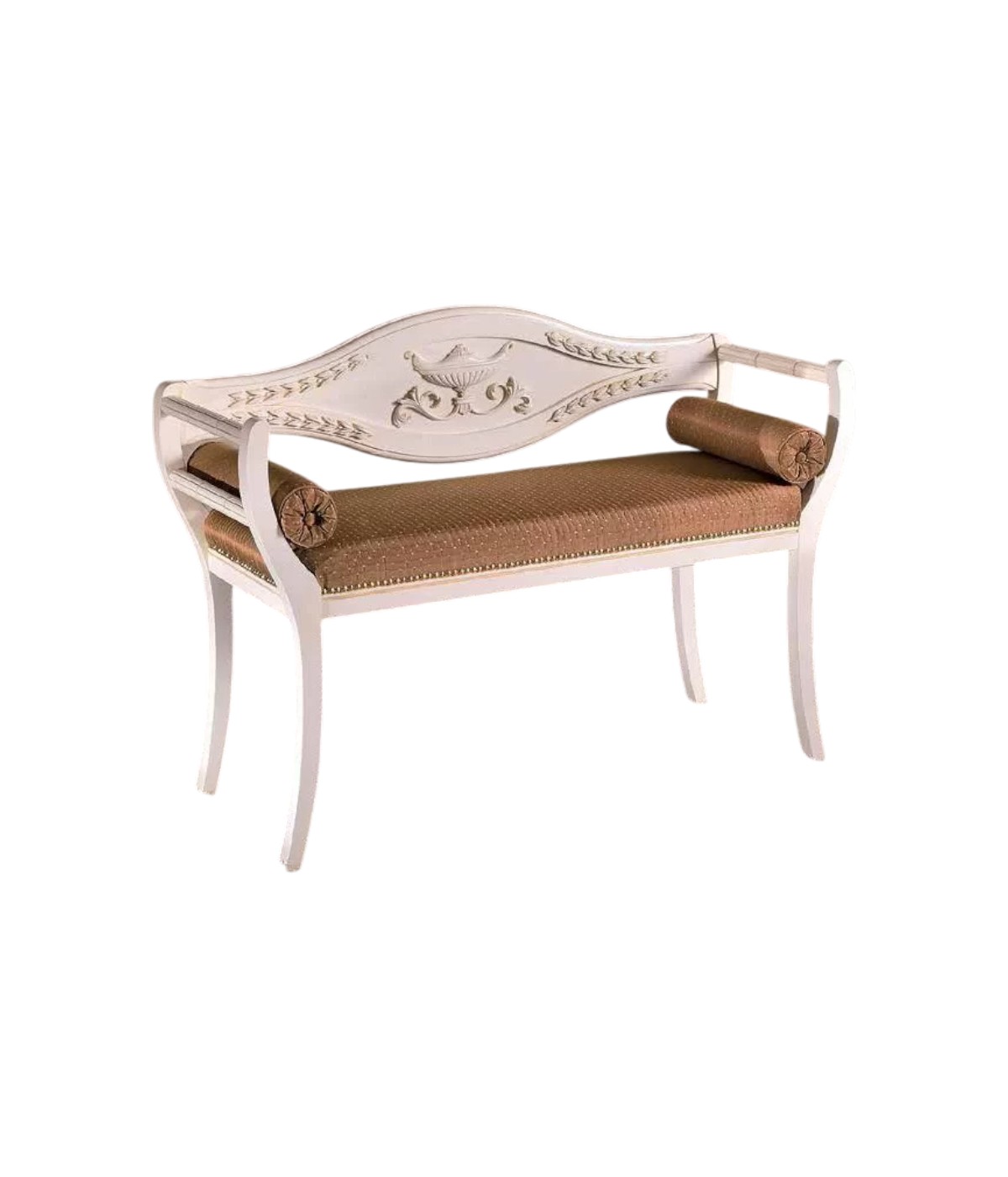 DIVANETTO IMBOTTITO SHABBY LEGNO MASSELLO FREGI 103x38x77