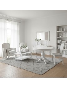 Tavolo rotondo classico allungabile legno bianco 100x100x80 120x120x80