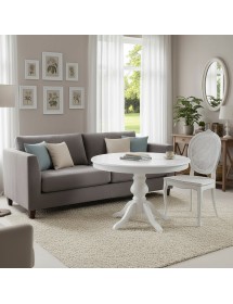 Tavolo rotondo classico allungabile legno bianco 100x100x80 120x120x80