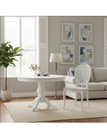 Tavolo rotondo classico allungabile legno bianco 100x100x80 120x120x80