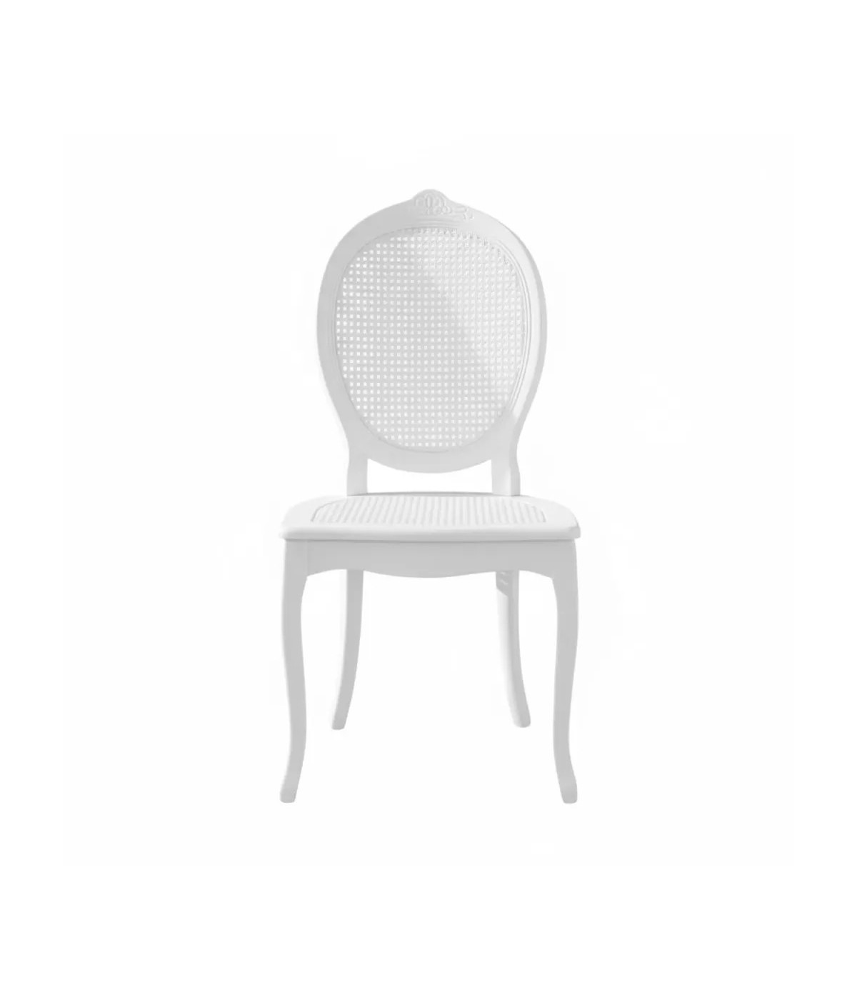 Sedia classica ovalina paglia di vienna legno bianco 49x55x104