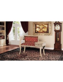 DIVANETTO PORTA TELEFONO SHABBY LEGNO CON FREGI 99x44x78