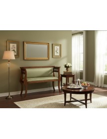 DIVANETTO IMBOTTITO IN LEGNO CON FREGI 112x38x76