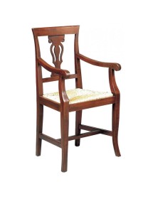 MOBILI 2G - SET 2 CAPOTAVOLA A LIRA IN LEGNO TINTA NOCE SEDUTA PAGLIA