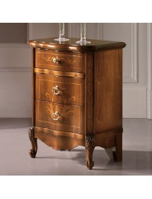 Gruppo 1 Cassettiera 2 Comodini intarsi sagomati legno noce bassano