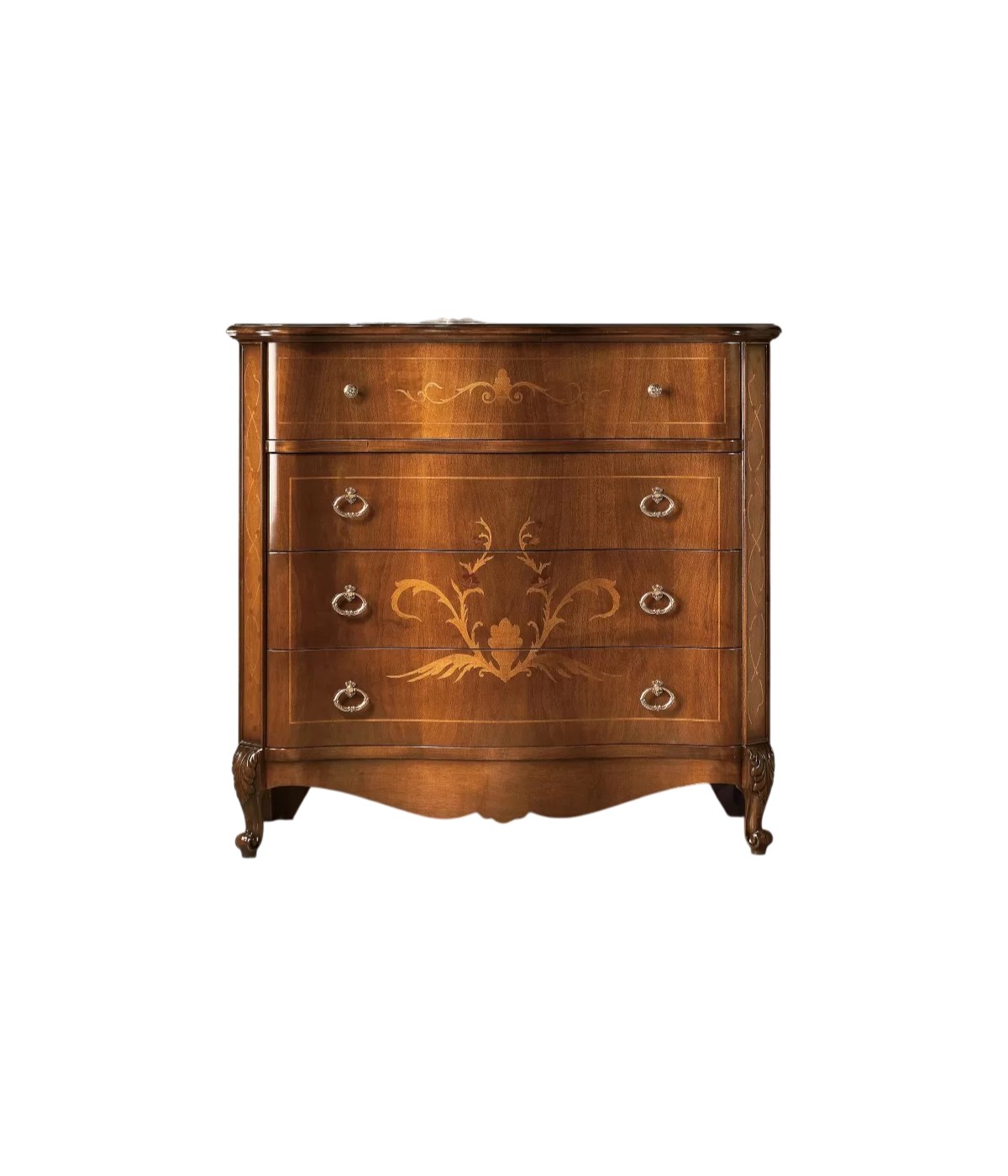 Cassettiera classica 3 cassetti ribalta legno noce bassano 127x56x121