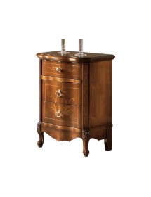 Comodino classico 3 cassetti sagomato legno noce bassano 52x38x72