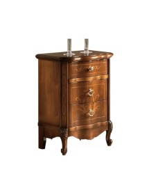 Comodino classico 3 cassetti sagomato legno noce bassano 52x38x72