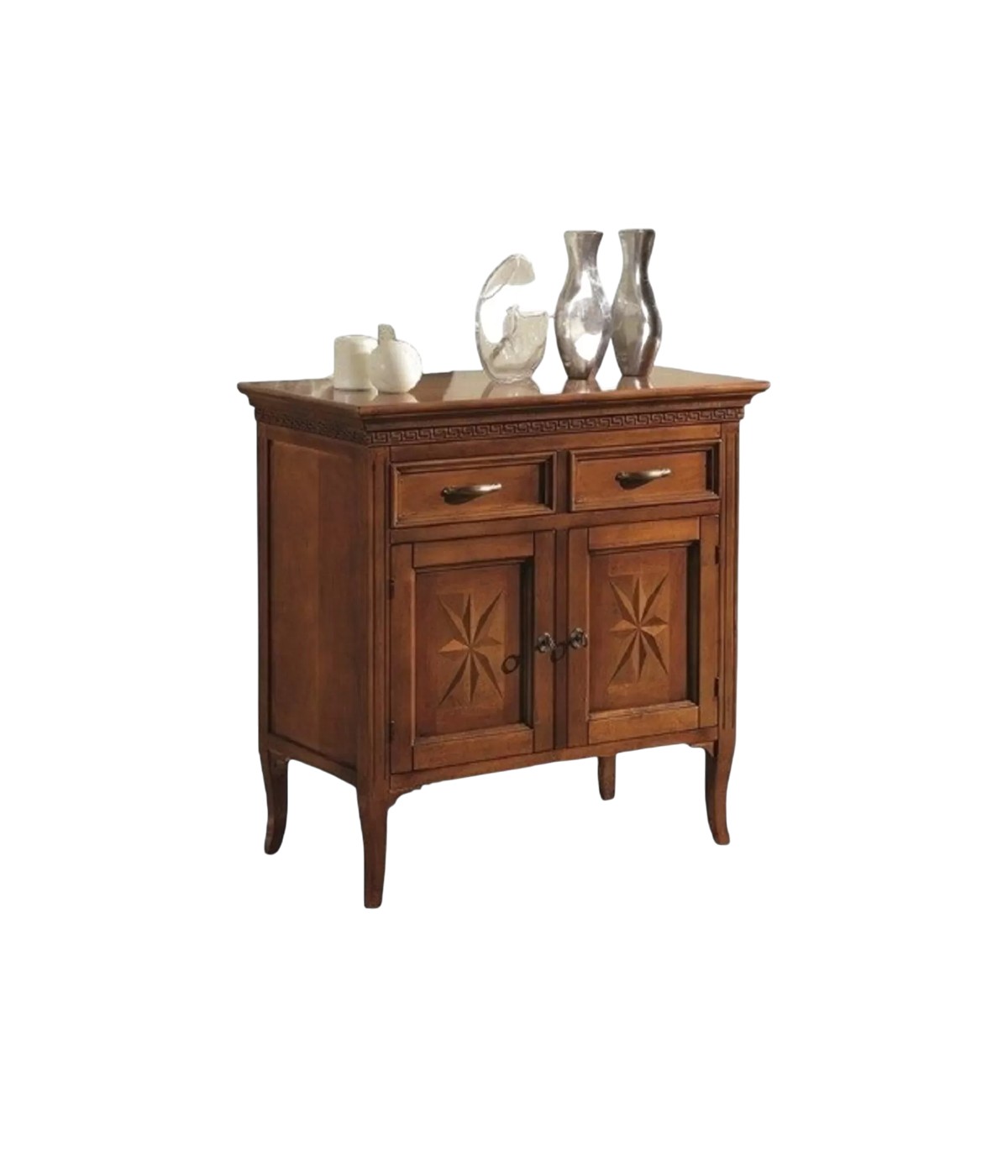 MOBILI 2G - MADIA CREDENZA CLASSICA IN LEGNO 2 PORTE 2 CASSETTI 88x47x91 vista frontale