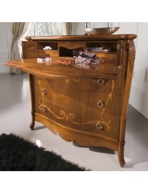 Cassettiera classica 3 cassetti ribalta legno noce bassano 120x56x121