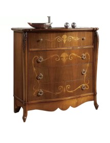 Cassettiera classica 3 cassetti ribalta legno noce bassano 120x56x121