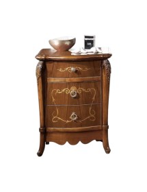 Comodino classico 3 cassetti sagomato legno noce bassano 54x41x72