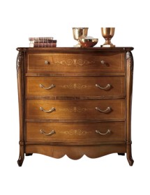 Cassettiera classica 3 cassetti ribalta legno noce bassano 120x56x121