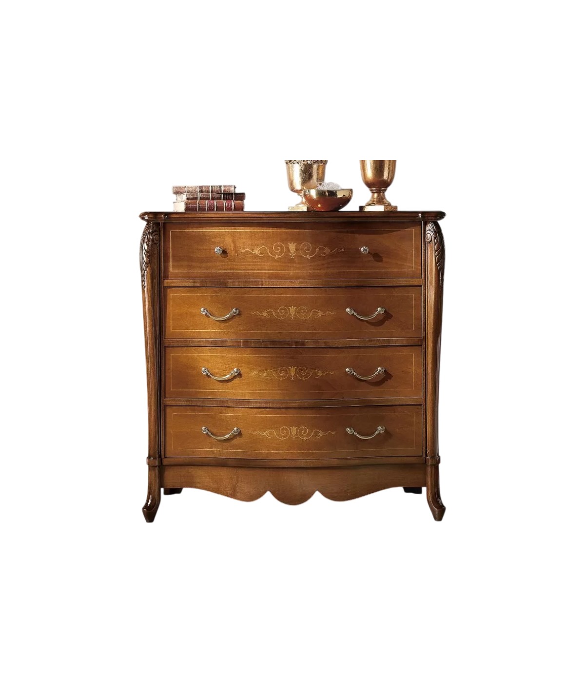 Cassettiera classica 3 cassetti ribalta legno noce bassano 120x56x121