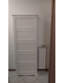 MOBILI 2G -  Scarpiera 5 ante ribalta arte povera legno bianco 79X30X210 (1282) vista frontale