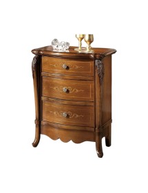 Comodino classico 3 cassetti sagomato legno noce bassano 54x41x72
