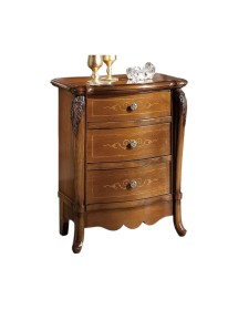 Comodino classico 3 cassetti sagomato legno noce bassano 54x41x72
