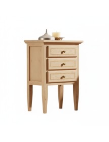 COMODINO LEGNO GREZZO 3 CASSETTI INTARSIATO 43x33X70