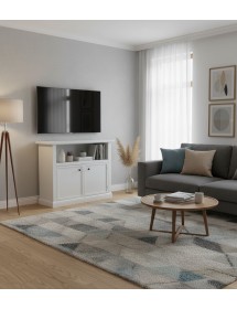 Mobile porta tv 2 ante legno shabby bianco 84x40x75