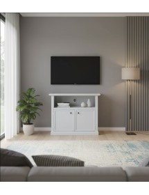 Mobile porta tv 2 ante legno shabby bianco 84x40x75