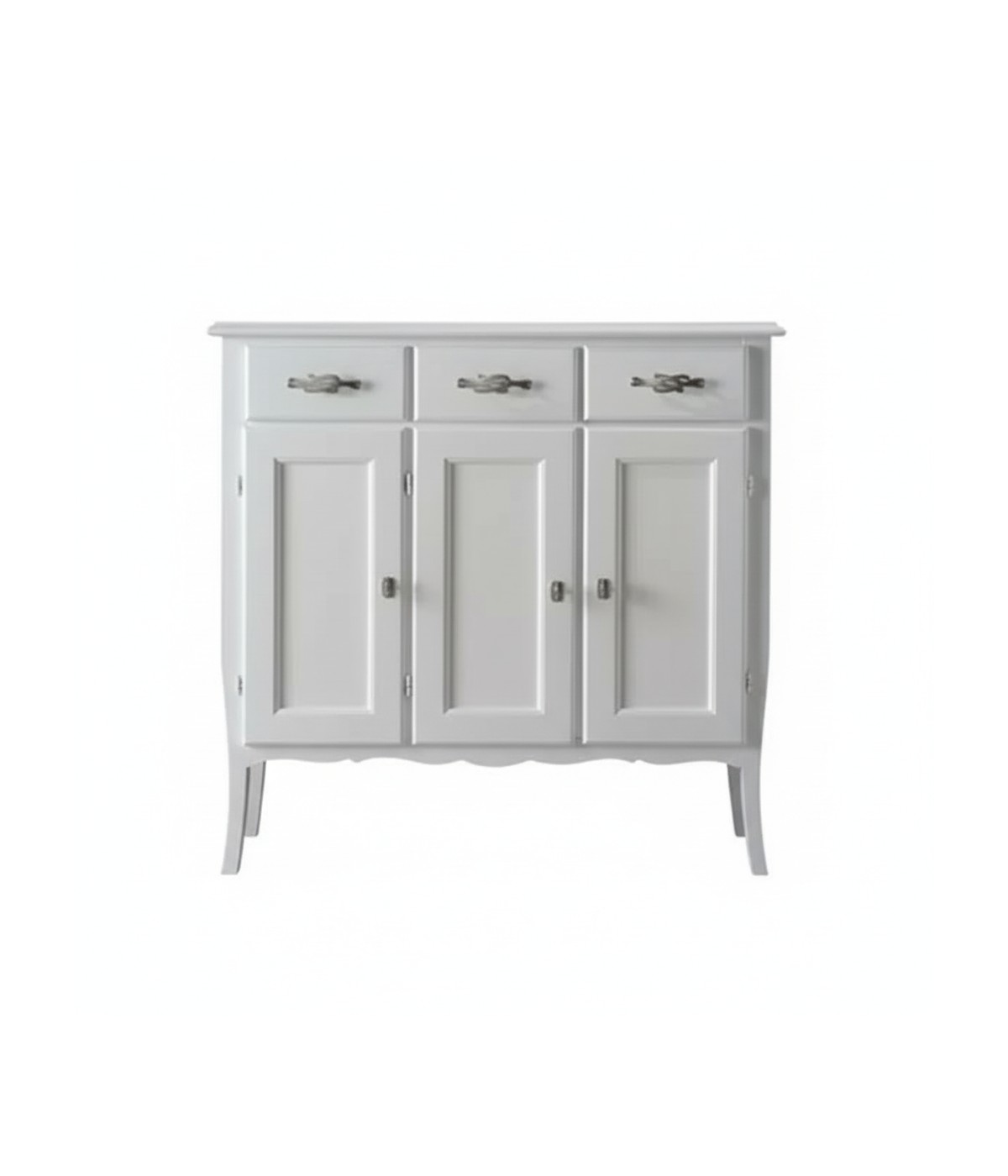 Madia Credenza Shabby Chic 3 Ante 3 legno Bianco L.105 P.42 H.101