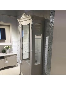 Parete attrezzata in legno shabby chic rilievo bianco opaco