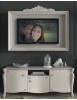 Porta tv in legno 3 ante shabby chic rilievo bianco opaco 172x57x69