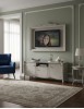 Porta tv in legno 3 ante shabby chic rilievo bianco opaco 172x57x69