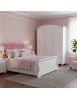 Armadio shabby 3 ante legno bianco filo rosa 181x61x224